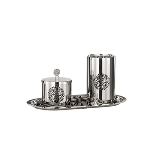 Ensemble de récipients bakhoor de brûleur d'encens en métal argenté au dernier aspect arabe pour porte-encens décoratif de parfum aromatique pour la maison - Product Image 2