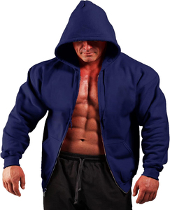 Factory Supports Customized High Quality Zipper Up Gym Hoodies Loose Fit 100% Cotton Hooded Drawstring Oversized Gym Hoodie - Product Image 1