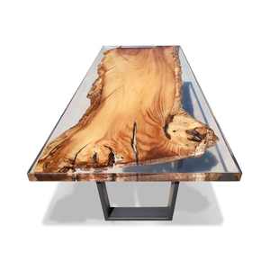 2024 Table à manger pliante en bois massif résine époxy pieds en métal Design moderne pour Restaurant hôtel utilisation extérieure/intérieure commerciale - Product Image 2