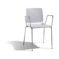 Fauteuil empilable en technopolymère avec structure métallique à quatre pieds peinte en chrome ou anthracite pour restaurant, café, hôtel, fabriqué en Italie