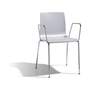 Stackable Technopolymer Armchair with Chrome or Anthracite <b>Painted</b> Four-Leg Metal Frame for Restaurant Cafe Hotel Made in Italy - Product Image 1