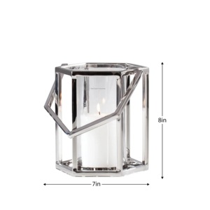 Nueva llegada de acero inoxidable cromo vidrio Metal huracanes vela linterna para el hogar evento Fiesta Mesa decorativa - Product Image 6