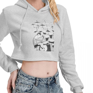 Haut à capuche court à la mode pour femmes-Chic et polyvalent, idéal pour superposer des vêtements de rue décontractés en coton à épaules tombantes. - Product Image 3