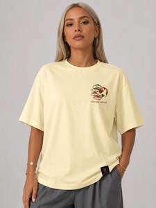 T-shirt oversize streetwear pour femme, été, haute qualité, mélange polyester/coton lourd, respirant, tricoté, écologique - Product Image 5