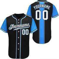 Jersey Baseball Bergaris Biru Kustom Pria Lengan Pendek V-Neck Bernapas 100% Poliester Cetak Transfer Panas Nama Tim AFEAN