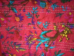 Manta de algodón Reversible de gran tamaño con estampado floral a mano de Kantha, venta al por mayor, lote de colcha Vintage cómoda - Product Image 3