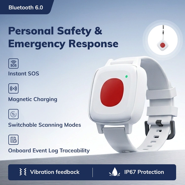 Persistent sos pendant emergency button devices personal tracking alarm wristband with panic button for critical environments
