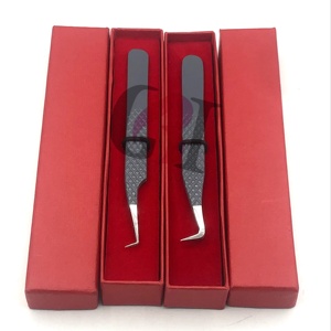 Pince à épiler professionnelle GETUP BROSONS IMPEX en acier inoxydable pour extensions de cils, à 90 degrés, revêtement gris, anti-magnétique - Product Image 1