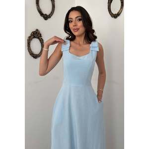 Vestido Azul Bebé con Lazo en los Hombros - Azul Bebé - Product Image 3