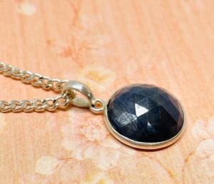 จี้925เงินสเตอร์ลิงทำด้วยมือพร้อมไพลินสีน้ำเงินแท้เครื่องประดับของขวัญคริสต์มาสที่น่าตื่นตาตื่นใจสไตล์คลาสสิก - Product Image 2