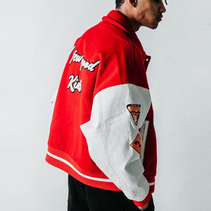 Elegante chaqueta universitaria de lana Manga de cuero Bordado personalizado College Baseball Bomber Jacket Factory - Product Image 2