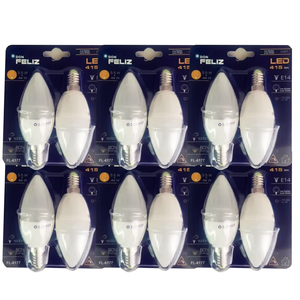 Bombilla LED C37 de Cristal Residencial DON FELIZ, 5.5/7/9W, Forma de Vela, Luz Cálida Amarilla de 3000K, Paquete de 2 Unidades, Base E14, Sensor de Luz, CRI - Product Image 1