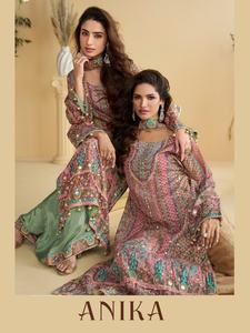 Salwar Kameez indien de qualité export, en crêpe premium avec imprimé numérique, travail Aari fait main et broderies fantaisie, avec dupatta. - Product Image 5