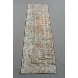 Turkish <b>Runner</b> <b>Rug</b> 2x6,6 ft (62x201 cm), Brown Patchwork Vintage <b>Rug</b> - Product Image 1