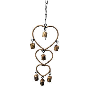 For Mango Gifts Handmade Metal <b>Crafts</b> Recycled Iron Heart for Love Wind Chime Bells Rustic for Outdoor Patio Decoration Set - Product Image 1