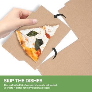 Boîte à pizza 12x12 kraft recyclée avec assiettes intégrées et conteneur de stockage convertible Boîtes à pizza robustes pour petites personnes - Product Image 5