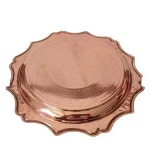 Plateau de service ovale en cuivre massif de qualité supérieure, fait à la main, avec poignées en laiton doré, style artisanal, pour la maison et les restaurants - Product Image 3