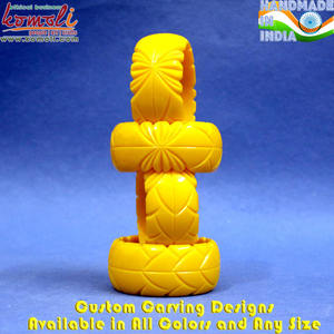 Yellow Carved Resin <b>Bangle</b> <b>Bracelet</b> Retro Vintage Style Handmade Jewelry Ideal for Everyday Wear or Special Occasions - Product Image 3