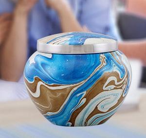 โกศใส่เถ้ากระดูกสีฟ้าสวยงามหมุนวนสำหรับใส่เถ้ากระดูกสำหรับสัตว์เลี้ยง - Product Image 4