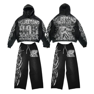 Chándal Personalizado con Lavado Ácido para Hombre y Mujer, 100% Algodón, Estilo Urbano, Diseño de Pantalones Vaqueros - Product Image 1