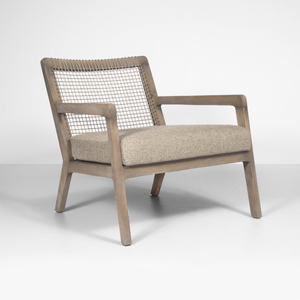 Fauteuil d'extérieur moderne en teck massif de haute qualité avec coussin en corde tressée imperméable pour une utilisation en extérieur - Product Image 5