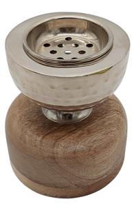 เตาเผาบาคูร์ฐานไม้ทันสมัย ฝาโลหะเงินลายตอก ที่ใส่ธูปอู๊ดแบบอาหรับ แบบพกพา ใช้ถ่าน สำหรับตะวันออกกลาง - Product Image 5