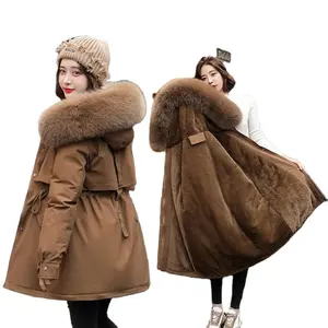 Lungo inverno parka da donna imbottito piumino cappotti 2024 nuovo cappotto caldo con cappuccio da donna in lana parka da neve abbigliamento imbottito Outwear