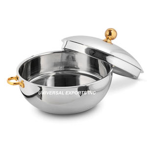 Gold Finished Stainless Steel Classic Hotpot Multi-functional Eco-Friendly Handmade Casserole Shape Tableware Fancy Metal <b>Food</b> - Product Image 5