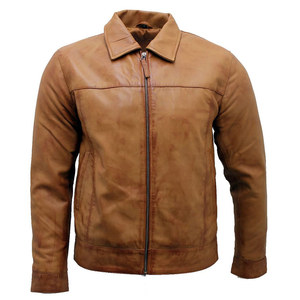 Veste en cuir de moto de haute qualité toutes saisons veste en cuir veste de moto décontractée à col montant - Product Image 3