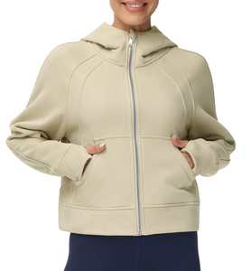 Outdoor Athletic Women's Hoodies Sweatshirts Polyester/Cotton <b>Fleece</b> Winter Fitness Casual Crop <b>Top</b> New Style Zipper Custom - Product Image 1