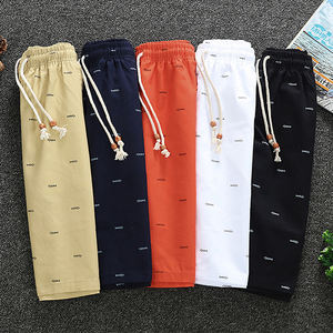 100% pantalones cortos de playa informales de verano de algodón para hombres de talla grande de secado rápido con logotipo personalizado y bolsillos ODM/OEM pantalones de hombre en blanco - Product Image 1