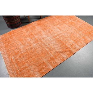 Alfombra de lana turca naranja Vintage moderna 4,9 pies X 7,9 pies diseño de retales de tejido plano para decoración para sala de estar Uso de coche respaldo de látex - Product Image 2