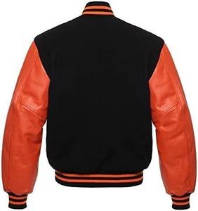 Vestes classiques Varsity Letterman pour hommes, manches en cuir véritable et mélange de laine, vestes d'université de baseball - Product Image 6