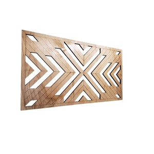 Ensemble d'art mural en bois de feuilles modernes exclusif, 3 pièces, finition naturelle, vase mural en bois découpé au laser, décoration murale pour salon, chambre à coucher, maison - Product Image 2