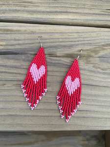 Pendientes de cuentas bohemias con diseño turquesa y flecos en cascada, regalo de joyería único, modelo de artesanía MS, cuentas de vidrio de dos piezas - Product Image 3