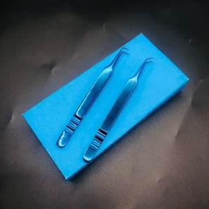 Pinzas azules de Plasma de punta de fibra de 90 grados y 45 grados de alta calidad, pinzas de extensión de pestañas de acero inoxidable sólido al por mayor - Product Image 5