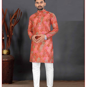 Conjunto de pijama de algodón de la mejor calidad para hombre, ropa tradicional india, de seda, con Secuencia - Product Image 1