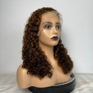 Perfecto marrón destaca alta calidad rizado corto mujeres PELUCAS CABELLO humano encaje frontal - Product Image 6