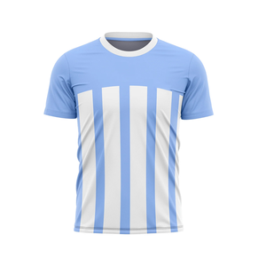 เสื้อยืดผู้ชายลายทางระบายอากาศสีอ่อนเสื้อยืดผ้าฝ้าย - Product Image 6