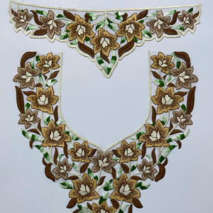 Tissu en filet doux de luxe brodé col à paillettes Patch Style cousu pour robe saree Blouse Kurti Apparel and Fashion - Product Image 1