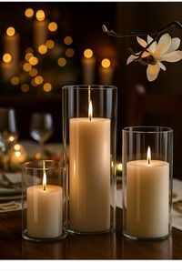 Led Flameless Candle Real Wax Glass Jar Flickering Moving Wick Wedding Home Decoration Battery Operated Luxury Warm White Bright - Product Image 4