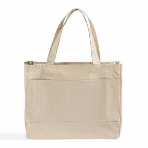 Fancy <b>Medium</b> Canvas Tote <b>Bags</b> with Inside Zipper Pocket Eco-Friendly Cotton Fabric for Daily Use Food Advertising - Product Image 2