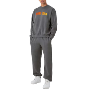 Vente en gros d'ensemble 2 pièces 100% coton de haute qualité Survêtement baggy Pantalon de survêtement et sweat à col rond de haute qualité Ensemble de jogging pour hommes - Product Image 3