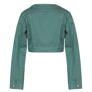 Veste en jean surdimensionnée de style urbain pour femmes col rabattu tricoté avec logo personnalisé - Product Image 3