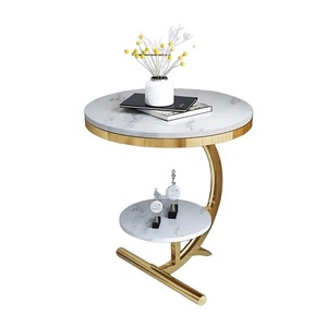 Table d'extrémité ronde moderne pour salon intérieur en marbre noir avec fonction définie pour la maison ou l'hôtel - Product Image 2