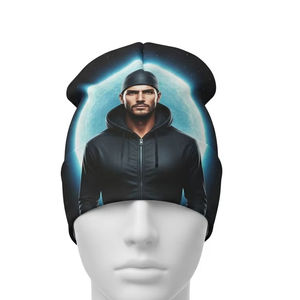 <b>Flat</b> Knitted 100% Cotton Beanie Sublimation Print Soft Warm <b>Cap</b> Stretchable Custom Logo <b>Hat</b> Outdoor Sports Fashion Wear Unisex - Product Image 1