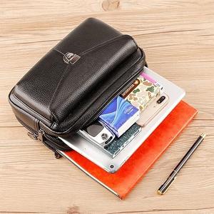 Bolso de mano de piel sintética retro con logotipo personalizado para hombre, gran capacidad, portátil, suministros de oficina, bolsa con cierre de cremallera - Product Image 5