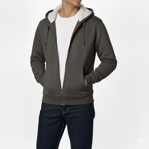 480gsm poids lourd lavage à l'acide sweat à capuche zippé hommes surdimensionné coton polaire Streetwear bouffée impression fermeture éclair complète à capuche OEM - Product Image 2