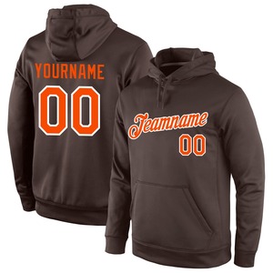 Directo industria venta al por mayor 3D bordado personalizado cosido marrón naranja-blanco deportes pulóver Sudadera con capucha - Product Image 1