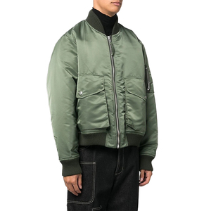 Zip Through Winter Jackets Mens Quilted Bomber Jackets Shiny Heavy Satin <b>Fabric</b> Bomber Jackets - Product Image 1